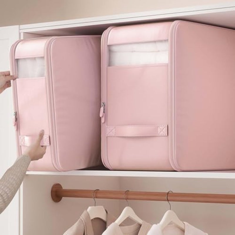 3pcs Ultra Space Saving Self Compression Organizer, Space Saver Quilt Compression Storage Bag, Portable Moving Organizer Bags for Down Jackets, Quilts, Bedding, Clothing, Closet Grey, 51*42*25 - Image 4