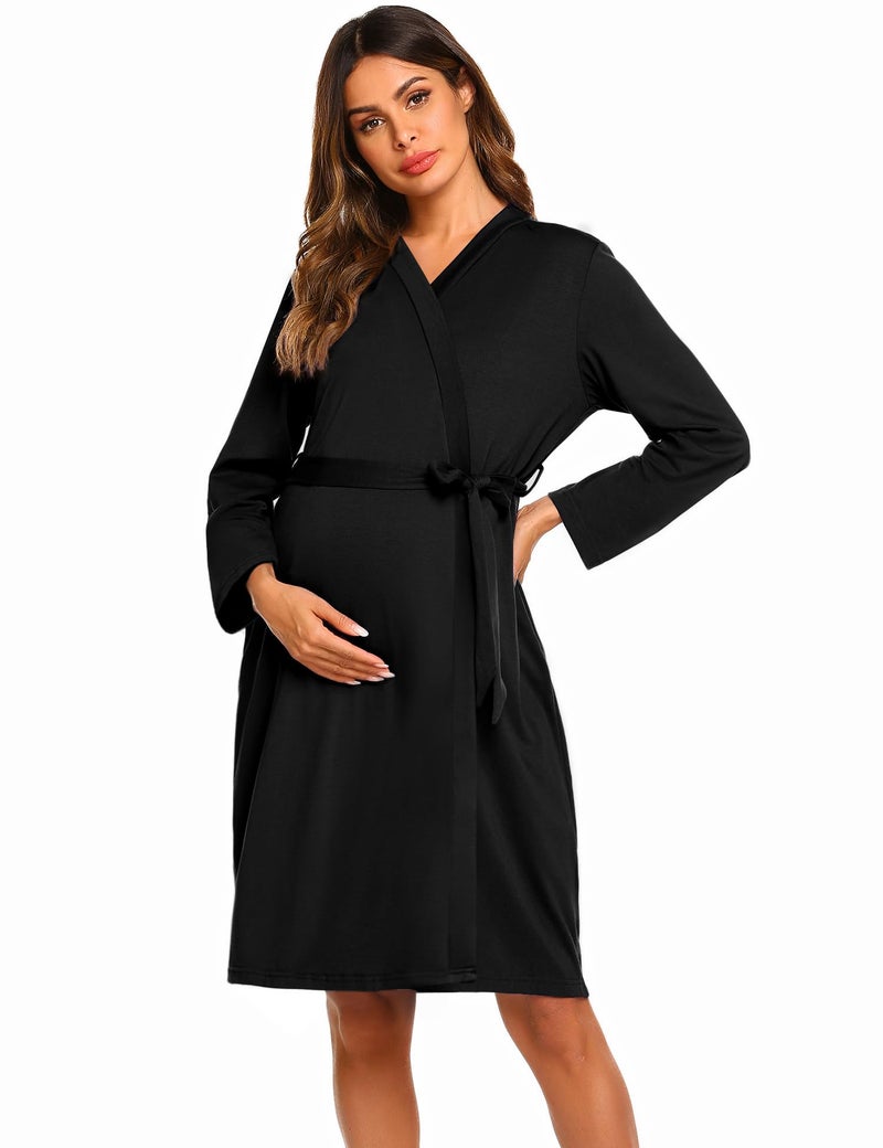 Ekouaer Maternity Robe 3 in 1 Labor Delivery Nursing Gown Hospital Breastfeeding Dress Bathrobes - Image 1