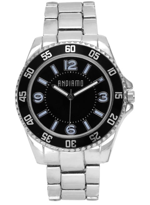 ANDIAMO Men's Silver Case Silver Band Watches