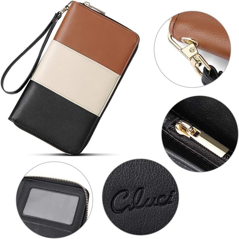 CLUCI Women Wallet Large PU Leather Wristlet Purse for Women RFID Blocking Zip Around Card Holder Ladies Travel Clutch - Image 5