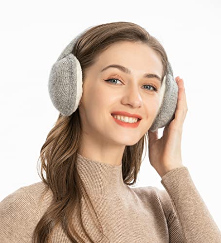 ZLYC Womens Girls Winter Warm Adjustble Knitted Ear Warmers Foldable Earmuffs Gray Grey - Image 3