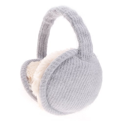 ZLYC Womens Girls Winter Warm Adjustble Knitted Ear Warmers Foldable Earmuffs Gray Grey - Image 1