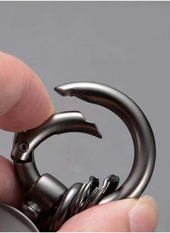 Nissan Durable and Stylish Premium Leather Strap Car Keychain with Retractable Metal Clip and Metal Ring - NISSAN - Black  - Image 5