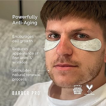 BARBER PRO UNDER EYE MASK Mens Eye Patches Activated Charcoal Volcanic Ash Gel Pads Natural AntiAgeing Skincare for Puffy Eyes Vegan Multi Award Winning Brand 3 Pairs - Image 2