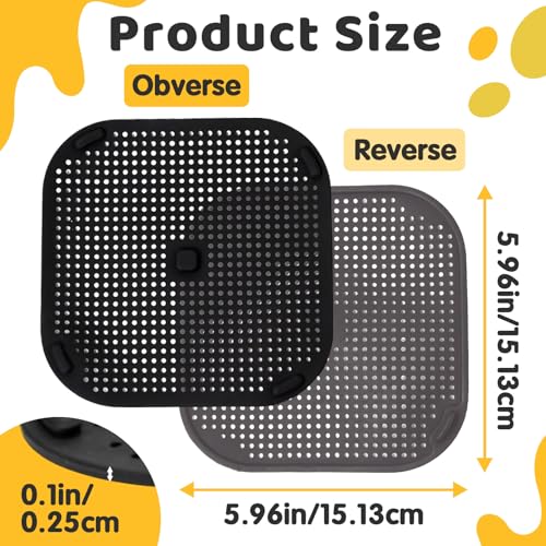 HUTUDAN 2 PCS Updated Heat Resistant Splatter Screen Compatible with Ninja Crispi Air Fryer Accessories;Food-Grade Silicone Splatter Shield Compatible with Ninja FN101-Prevent Oil Splatter.(Gray & Black) - Image 3