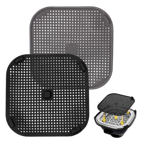 HUTUDAN 2 PCS Updated Heat Resistant Splatter Screen Compatible with Ninja Crispi Air Fryer Accessories;Food-Grade Silicone Splatter Shield Compatible with Ninja FN101-Prevent Oil Splatter.(Gray & Black) - Image 1
