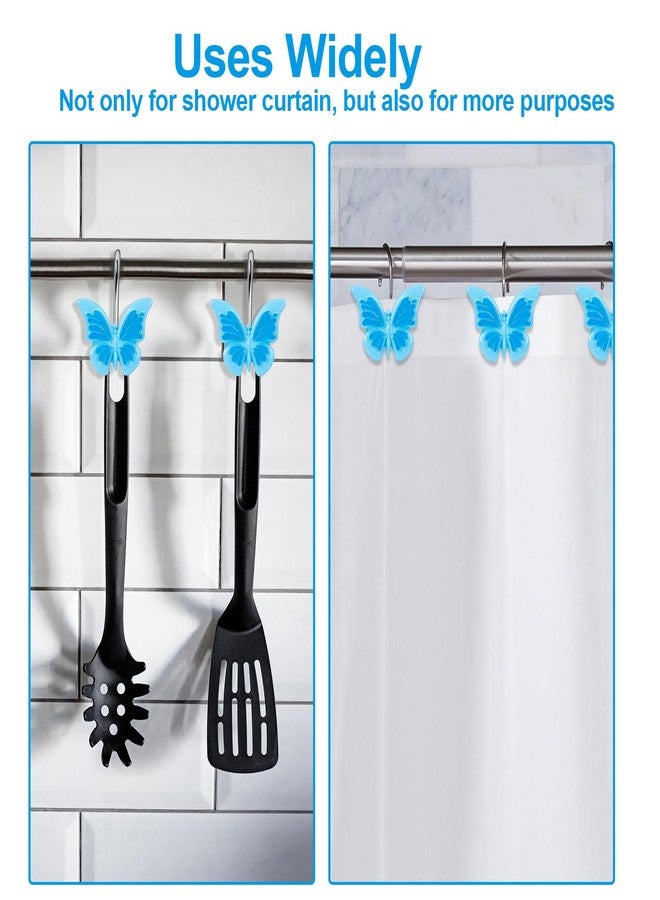 AGPTEK Shower Curtain Hooks,Decorative Butterfly Hooks for Bathroom, Baby Room, Bedroom, Living Room Decor (Blue) - Image 3