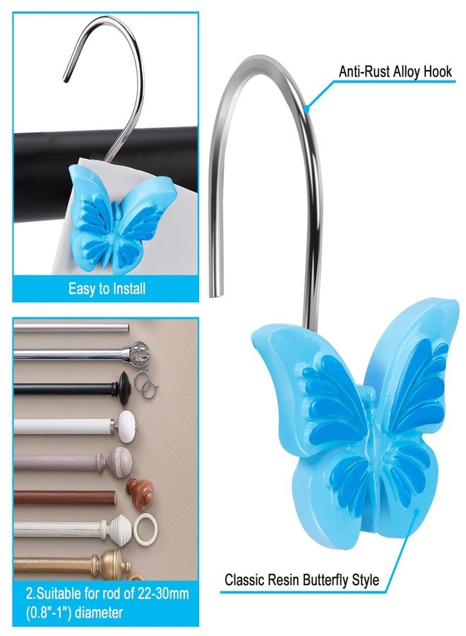 AGPTEK Shower Curtain Hooks,Decorative Butterfly Hooks for Bathroom, Baby Room, Bedroom, Living Room Decor (Blue) - Image 4
