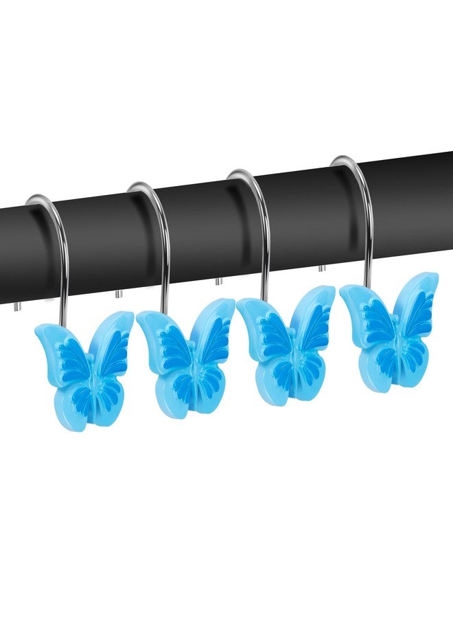 AGPTEK Shower Curtain Hooks,Decorative Butterfly Hooks for Bathroom, Baby Room, Bedroom, Living Room Decor (Blue) - Image 1