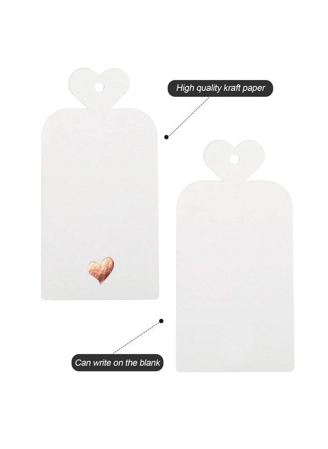jijAcraft 100Pcs Paper Gift Tags With String Blank White Paper Gift Wrapping Tags White Heart Party Favor Labels Tags With Foil Rose Gold Heart For Wedding Favors Birthday Baby Shower(4"X2")  - Image 4
