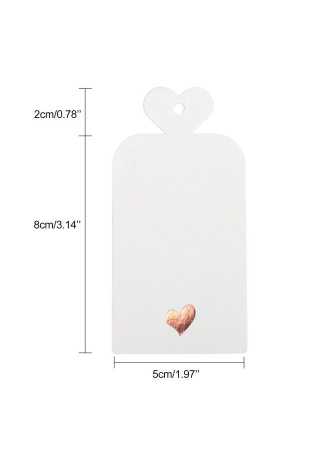 jijAcraft 100Pcs Paper Gift Tags With String Blank White Paper Gift Wrapping Tags White Heart Party Favor Labels Tags With Foil Rose Gold Heart For Wedding Favors Birthday Baby Shower(4"X2")  - Image 3