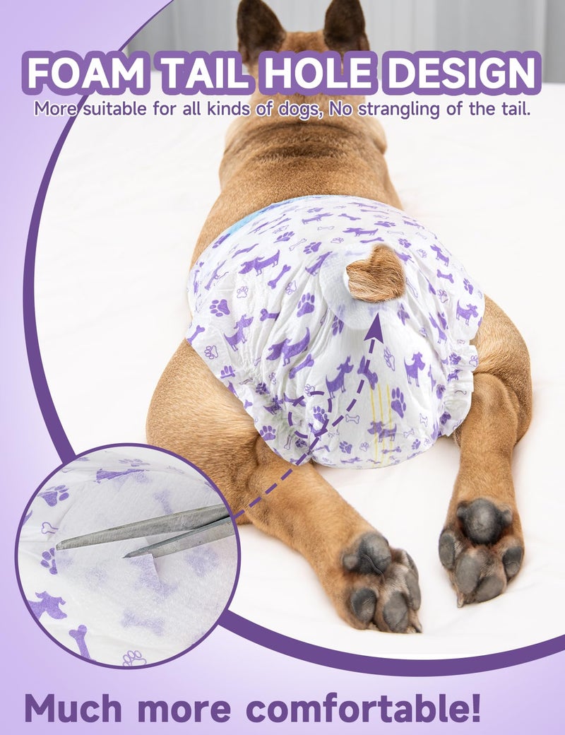 MICOOYO Disposable Dog Diapers Female, Doggie Diapers for Dogs Female, Super Absorbent Pet Diaper with Foam Tail Hole for Heat, Comfortable Puppy Diaper (Small, 20Count) - Image 3