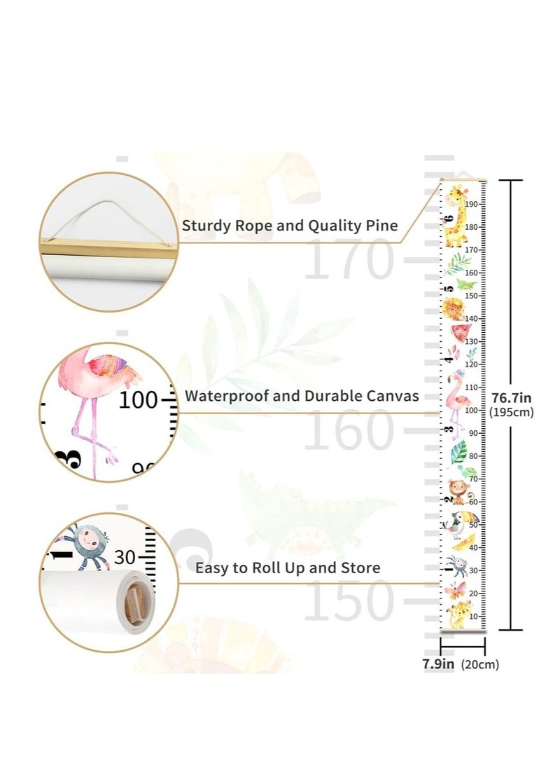 Excefore Kids Growth Chart for Wall, 200 X 20 CM Premium Canvas Removable Height Chart for Kids Height Measurement for Wall, Height Chart for Kids & Babies, Kids Height Wall Chart (Green Plants)  - Image 3