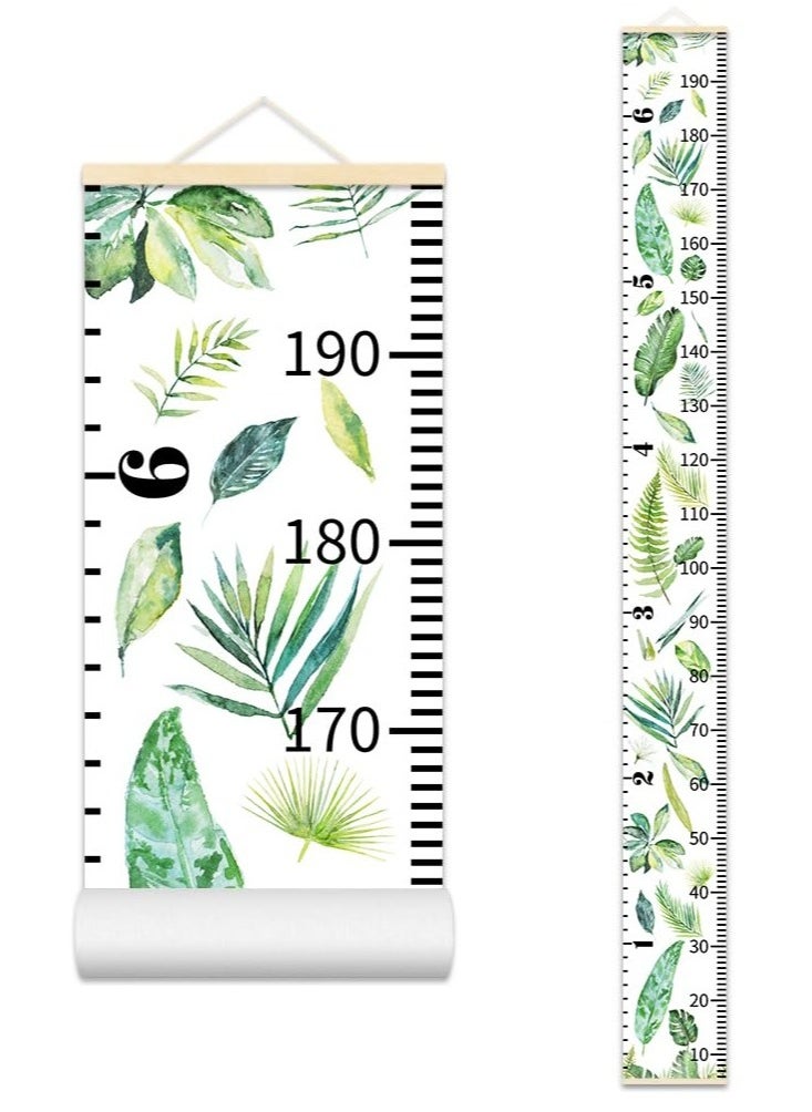 Excefore Kids Growth Chart for Wall, 200 X 20 CM Premium Canvas Removable Height Chart for Kids Height Measurement for Wall, Height Chart for Kids & Babies, Kids Height Wall Chart (Green Plants)  - Image 1