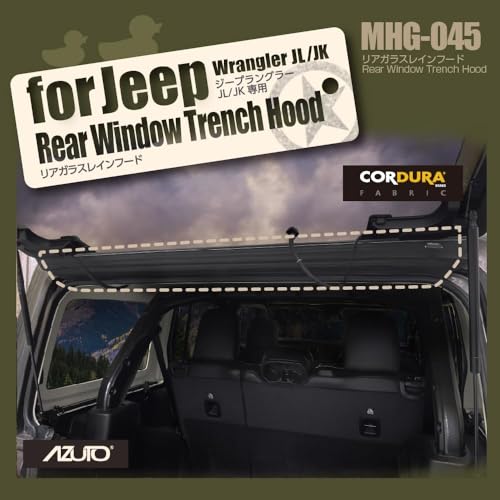 AZUTO Rear Window Trench Hood for Jeep Wrangler JL 2018-2026, JK 2011 After Model - 4xe 2021, Rain Water Deflector for Rear Window, Directs Water Left Right, Cordura Fabric Durable UV Resistant - Image 5