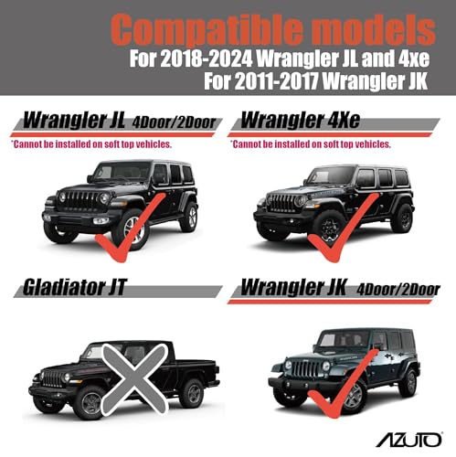 AZUTO Rear Window Trench Hood for Jeep Wrangler JL 2018-2026, JK 2011 After Model - 4xe 2021, Rain Water Deflector for Rear Window, Directs Water Left Right, Cordura Fabric Durable UV Resistant - Image 3