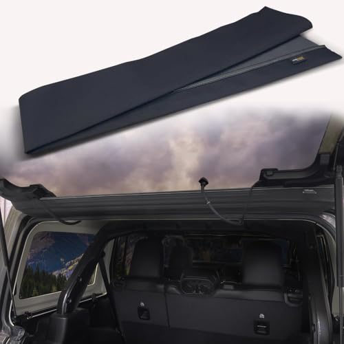 AZUTO Rear Window Trench Hood for Jeep Wrangler JL 2018-2026, JK 2011 After Model - 4xe 2021, Rain Water Deflector for Rear Window, Directs Water Left Right, Cordura Fabric Durable UV Resistant - Image 1