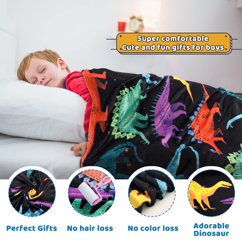 BOOPBEEP Boopbebeep Kids Dinosaur بطانية للبنين Girls Decor Decore Decory Personal Toddler رمي بطانية chiristmas dinasour هدايا سنة العمر البالغ من العمر 50x60 - Image 5
