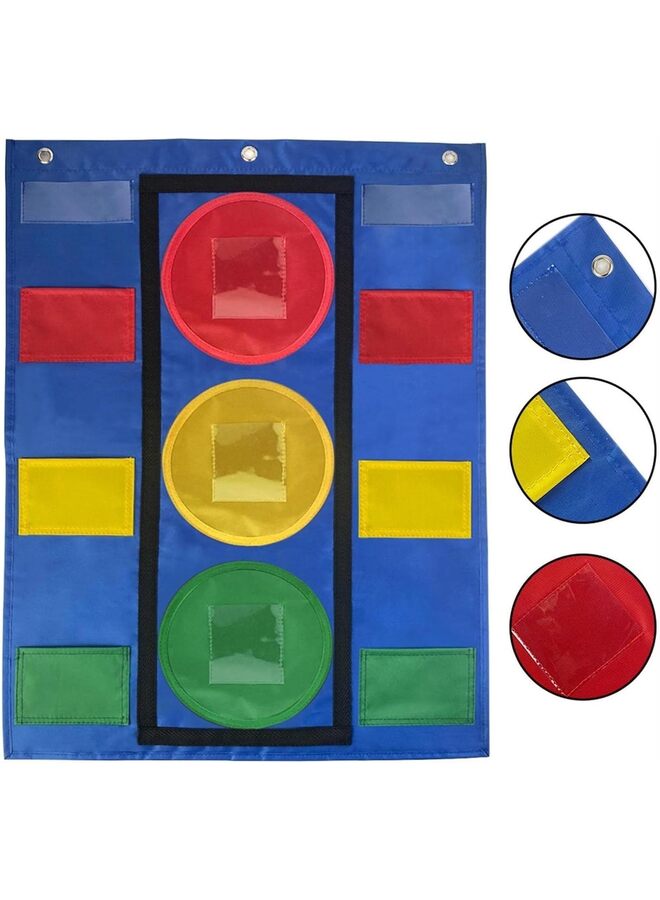 مخطط جيب للفصول الدراسية Stoplight مخطط جيب للسلوك لوازم العودة إلى المدرسة مخطط سلوك مع 35 عصا مسح جافة للطلاب أدوات إدارة الفصل الدراسي للمنزل - Image 1