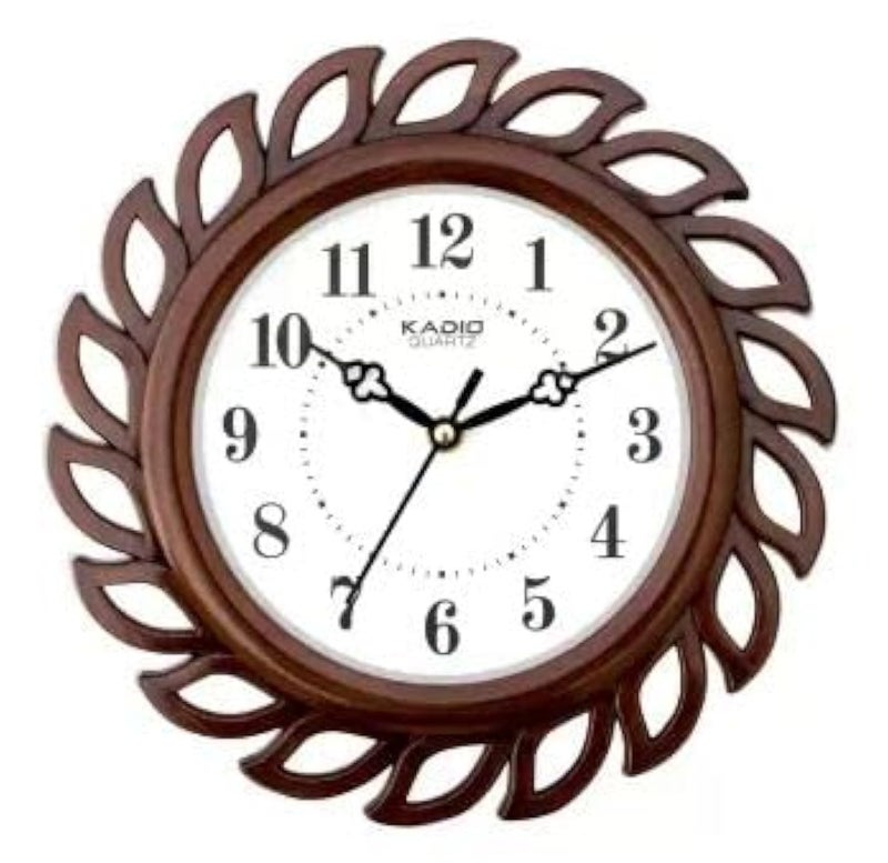 Kadio Analog 24.5 cm X 24.5 cm Wall Clock (Brown, with Glass, Standard) - Image 1