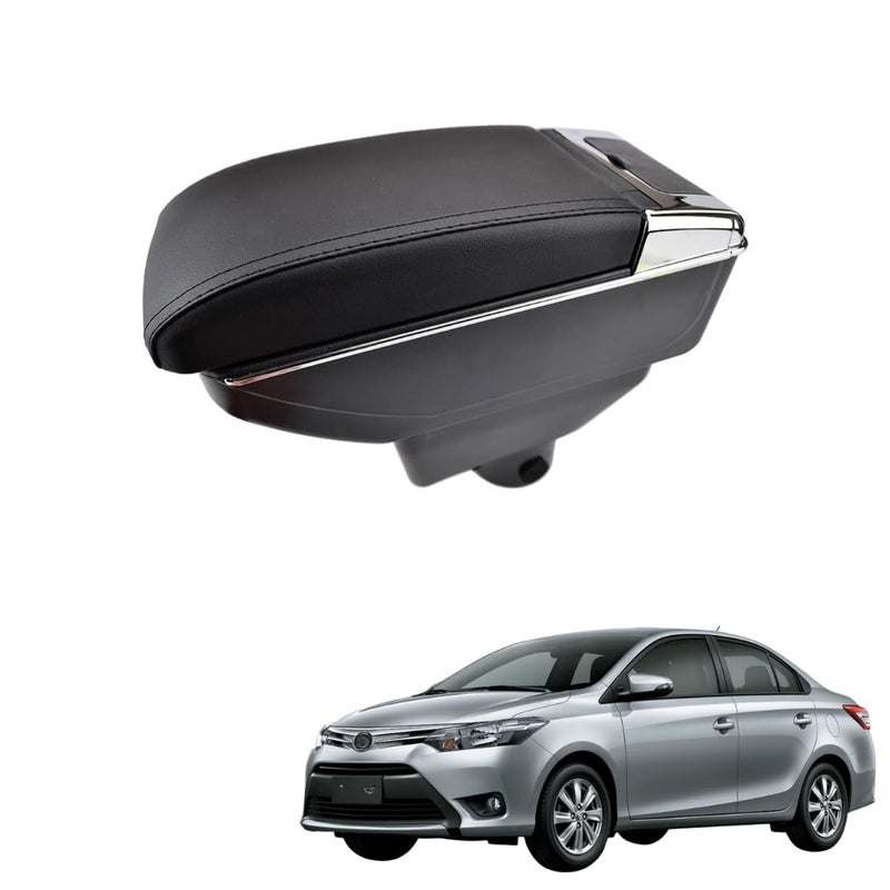TRX AUTO Armrest For Toyota Yaris 2013-2018 | Sliding Adjustable Armrest Design | Multi-Layer Console with Storage Compartments, Cup Holder | Interior Accessories For Toyota Yaris - Image 1