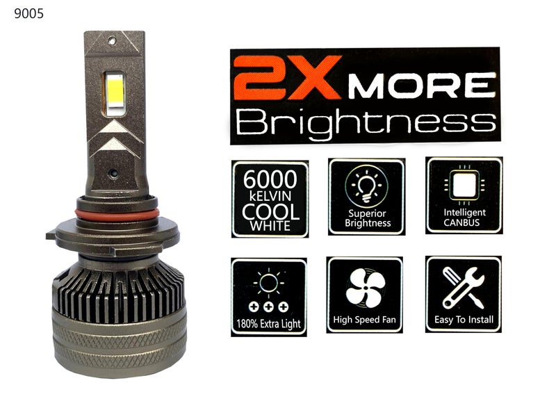 autofriend LED Headlight Bulb, 40000LM, 6000K Cool White, IP67 Waterproof (af-Glowdrive-9005) - Image 3