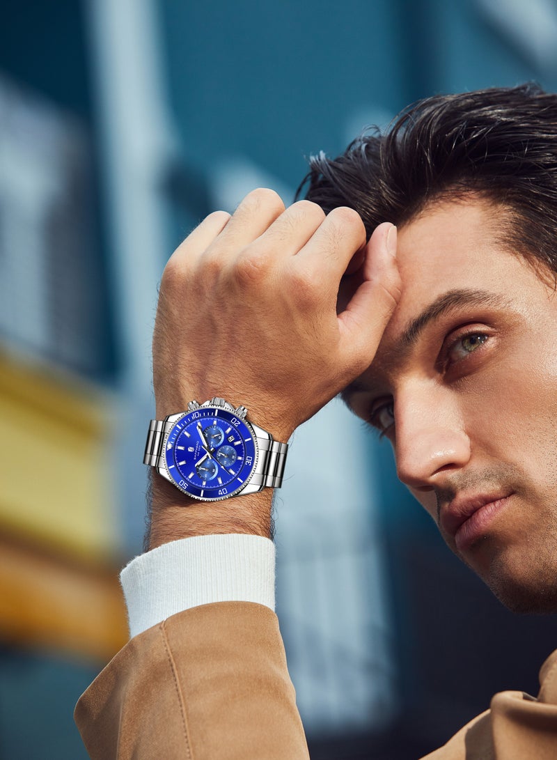 SAPPHERO Mens Watches Analog Quartz Chronograph Stainless Steel Watches for Men 50M Waterproof Men's Wrist Watches with Calendar Luxury Business Work Casual Watch Elegant Gifts for Mens - Image 3