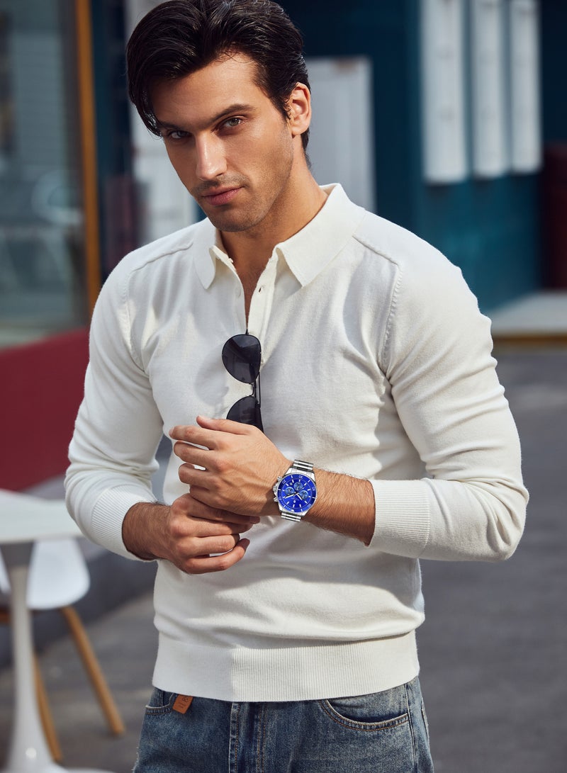 SAPPHERO Mens Watches Analog Quartz Chronograph Stainless Steel Watches for Men 50M Waterproof Men's Wrist Watches with Calendar Luxury Business Work Casual Watch Elegant Gifts for Mens - Image 5