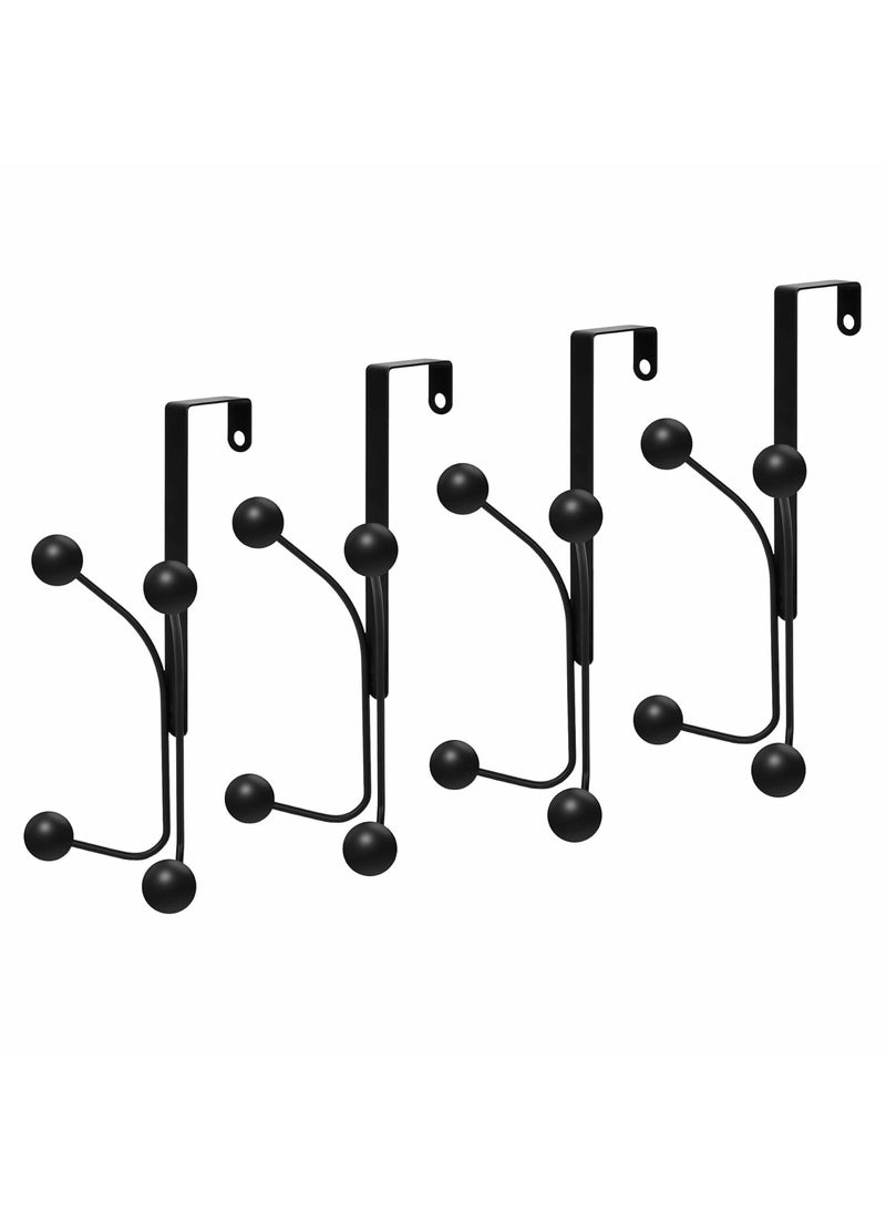 JD FRESH JD FRESH Heavy Duty 4 in 1 Over The Door Hooks Door HangersMultiPurpose Organizer Hooks for Clothes Towels Hats BagsIdeal for Bathroom Bedroom and Kitchen Set of 4 Black  - Image 1
