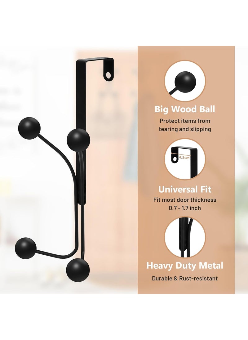 JD FRESH JD FRESH Heavy Duty 4 in 1 Over The Door Hooks Door HangersMultiPurpose Organizer Hooks for Clothes Towels Hats BagsIdeal for Bathroom Bedroom and Kitchen Set of 4 Black  - Image 3