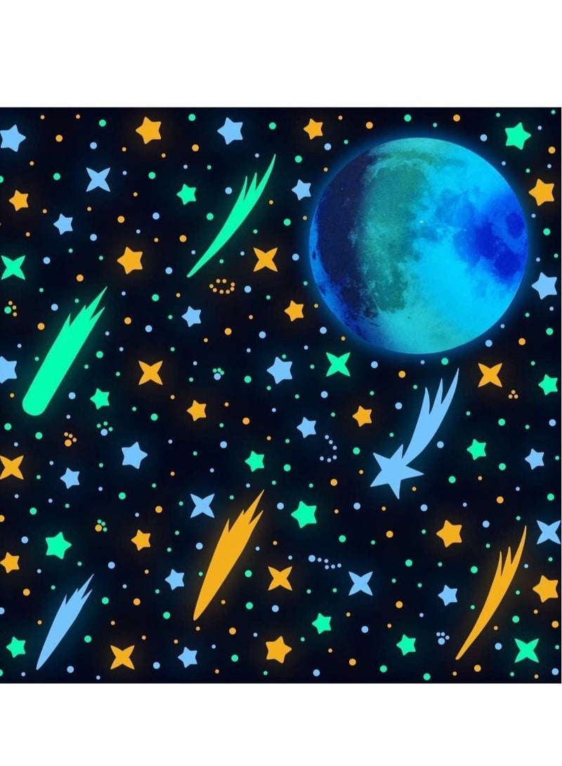 كابتن تيك Glow in The Dark Stars Wall Stickers, 589 Pcs Stars and Moon for Ceiling Wall Decals for Kids Nursery Bedroom - Image 1