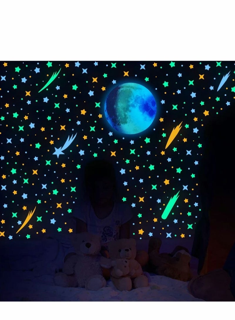 كابتن تيك Glow in The Dark Stars Wall Stickers, 589 Pcs Stars and Moon for Ceiling Wall Decals for Kids Nursery Bedroom - Image 4