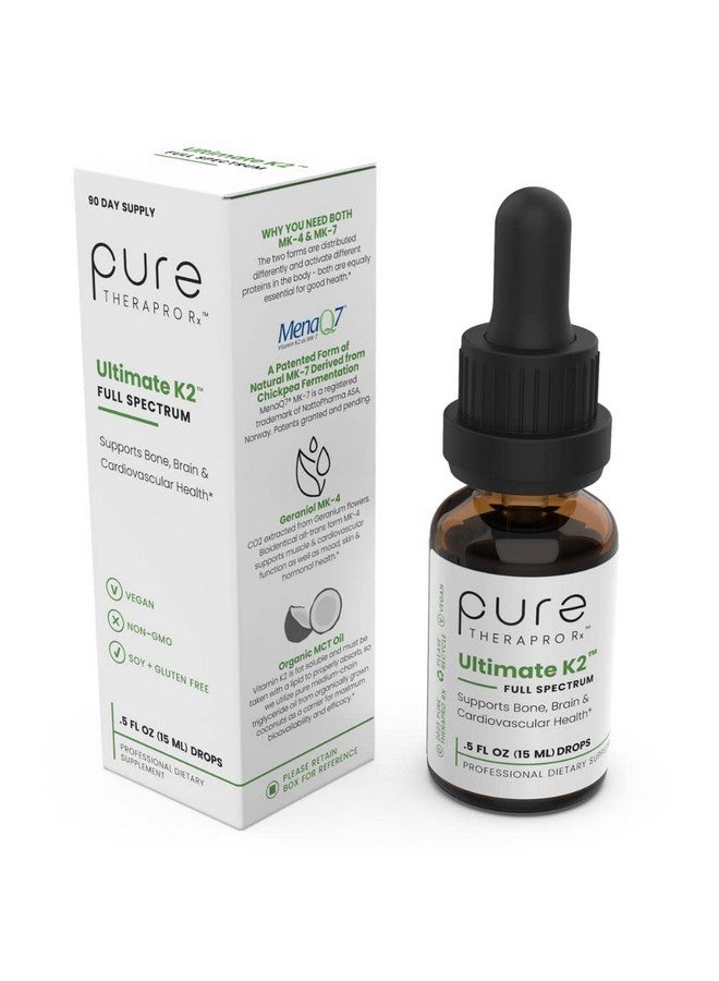 Pure Therapro Rx Ultimate K2 Supplement ; Liquid Full Spectrum Vitamin K2 Drops ; 680Mcg Vegan K2 As Alltrans Mk4 & Patented Menaq7 Mk7 ; Supports Bone Health + Beautiful Skin & Hair ; 90 Servings - Image 2
