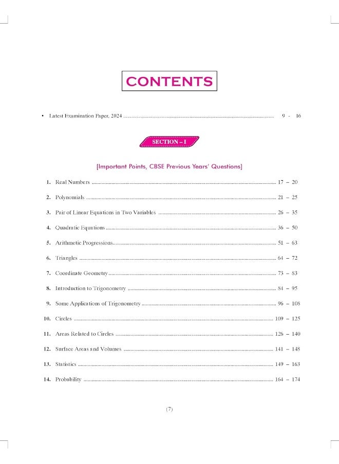 null - Together with CBSE Class 10 Mathematics Previous 10 Year's Solved Question Papers 2014 - 2024 for 2025 Exam (Chapterwise & Topicwise) - Image 1