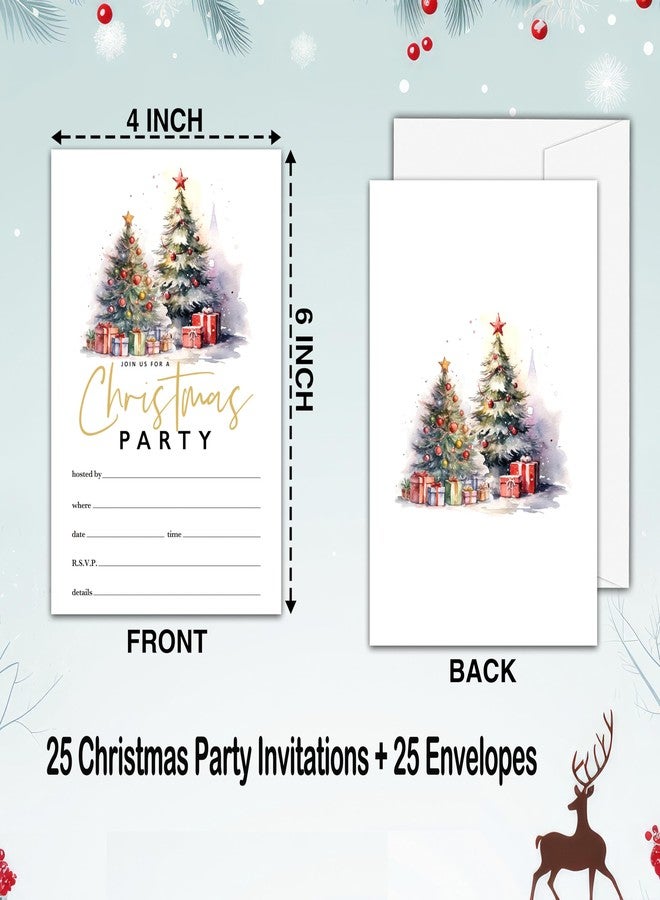 TIRYWT Christmas Party Invitations with Envelopes(25-Pack), 4"x6" Double-Sided Fill-In Party Invites, Winter Tree Xmas Party Decorations Supplies Favors - A01 - Image 4