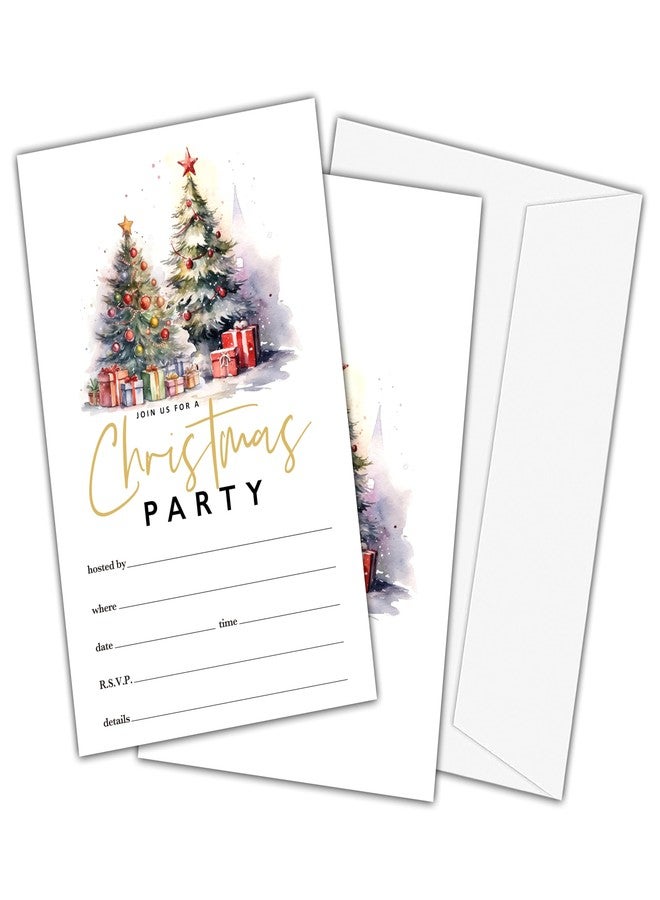 TIRYWT Christmas Party Invitations with Envelopes(25-Pack), 4"x6" Double-Sided Fill-In Party Invites, Winter Tree Xmas Party Decorations Supplies Favors - A01 - Image 1
