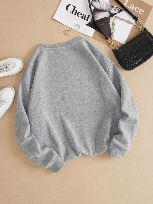 SXV STYLE Solid Plain Unisex Cotton Oversized Baggy Grey Sweatshirt - Image 2