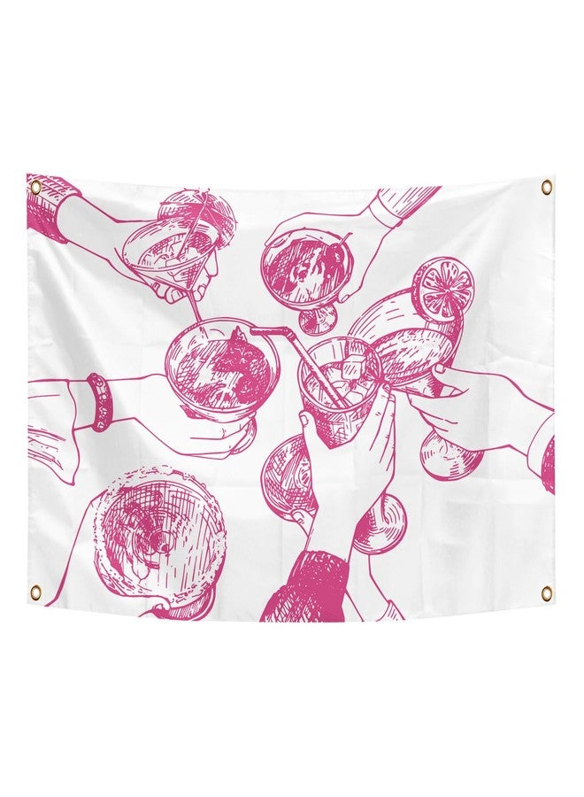 Pink Preppy Trendy Flag Art Wall Decor Tapestry 3×5 FT Banner with Four Grommets For Room Teen Girls Indoor Outdoor Party Bedroom And College Dorm Decor (Pink Preppy Trendy) - Image 1