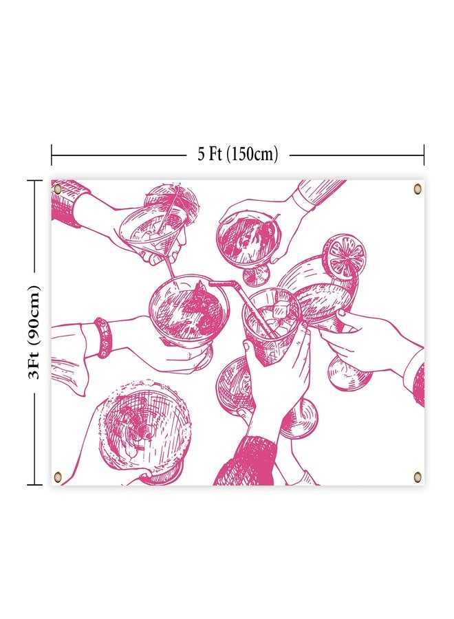 Pink Preppy Trendy Flag Art Wall Decor Tapestry 3×5 FT Banner with Four Grommets For Room Teen Girls Indoor Outdoor Party Bedroom And College Dorm Decor (Pink Preppy Trendy) - Image 2