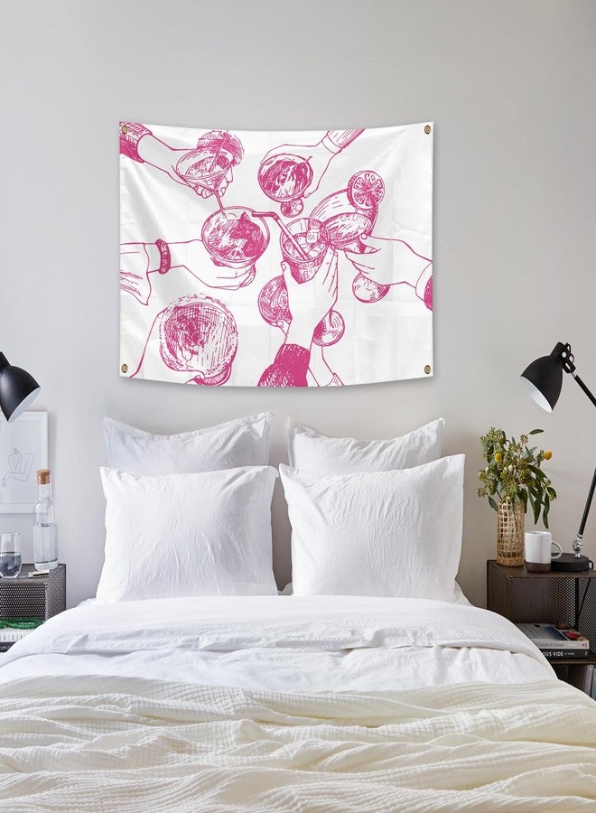Pink Preppy Trendy Flag Art Wall Decor Tapestry 3×5 FT Banner with Four Grommets For Room Teen Girls Indoor Outdoor Party Bedroom And College Dorm Decor (Pink Preppy Trendy) - Image 3