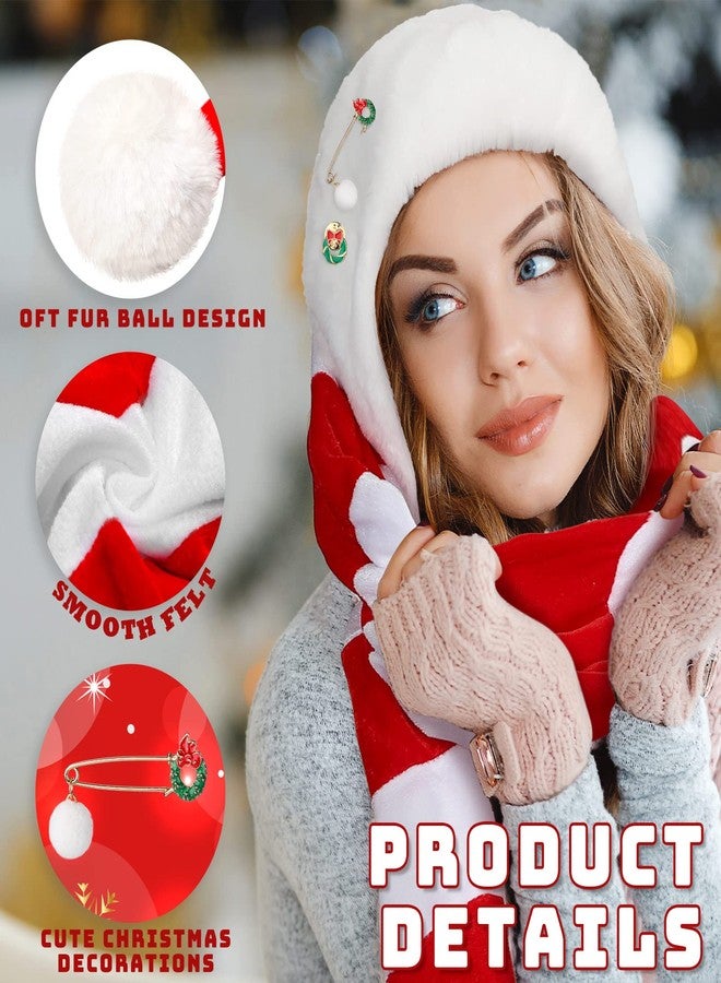 Funtery 2 Pcs Super Long Christmas Elf Hat 63 Inches Knitted Green White with Red Striped Santa Long Tail Xmas Hats with Snowmen Pin for Adults Christmas Dress up Photo Props New Year Party Supplies - Image 4