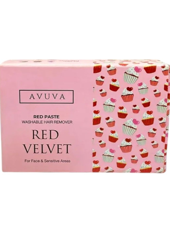 Avuva Avuva Red Velvet Hair Removal Paste – Washable red velvet formula, gentle and effective for face and sensitive areas  - Image 1