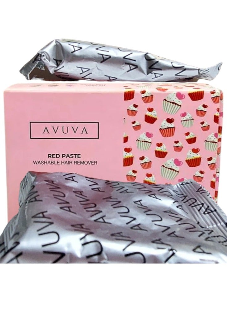 Avuva Avuva Red Velvet Hair Removal Paste – Washable red velvet formula, gentle and effective for face and sensitive areas  - Image 2