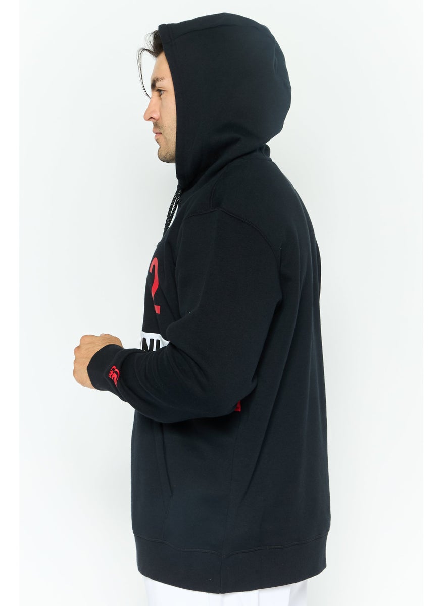 SKECHERS Men Sportswear Fit Long Sleeve Outdoor Hooded Sweatshirt, Black  - Image 3