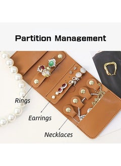 ShebSheb Foldable Mini Jewelry Travel Case,Portable Small Jewelry Organizer Jewelry Roll Storage Box for Rings Necklaces Bracelets Earrings  - Image 2