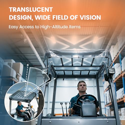 Amerbro 53 x 45in Universal Forklift Cover, Semi-Transparent Design Unobstructed View UV Protection Rain Cover Forklift Accessories, Includes Zip Ties and Fixing Ropes - Image 5