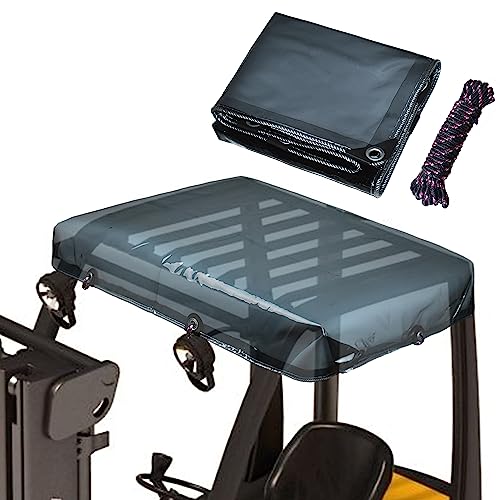 Amerbro 53 x 45in Universal Forklift Cover, Semi-Transparent Design Unobstructed View UV Protection Rain Cover Forklift Accessories, Includes Zip Ties and Fixing Ropes - Image 1