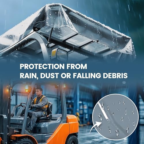 Amerbro 53 x 45in Universal Forklift Cover, Semi-Transparent Design Unobstructed View UV Protection Rain Cover Forklift Accessories, Includes Zip Ties and Fixing Ropes - Image 4