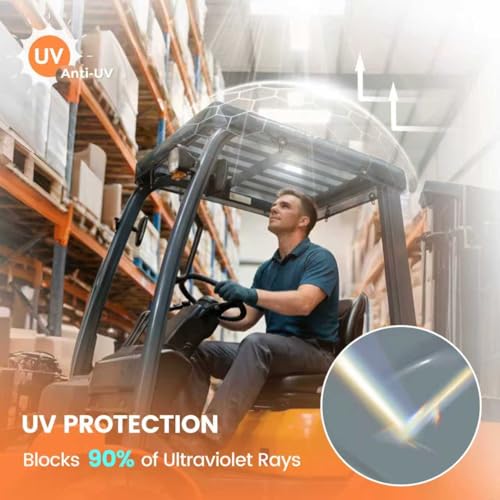Amerbro 53 x 45in Universal Forklift Cover, Semi-Transparent Design Unobstructed View UV Protection Rain Cover Forklift Accessories, Includes Zip Ties and Fixing Ropes - Image 3