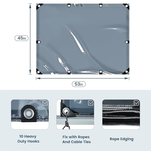 Amerbro 53 x 45in Universal Forklift Cover, Semi-Transparent Design Unobstructed View UV Protection Rain Cover Forklift Accessories, Includes Zip Ties and Fixing Ropes - Image 2
